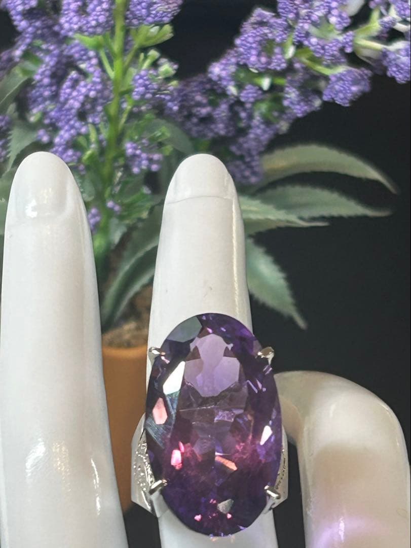 ぶ*ぶ様 天然石アメシスト特大リング16号限定サイズ