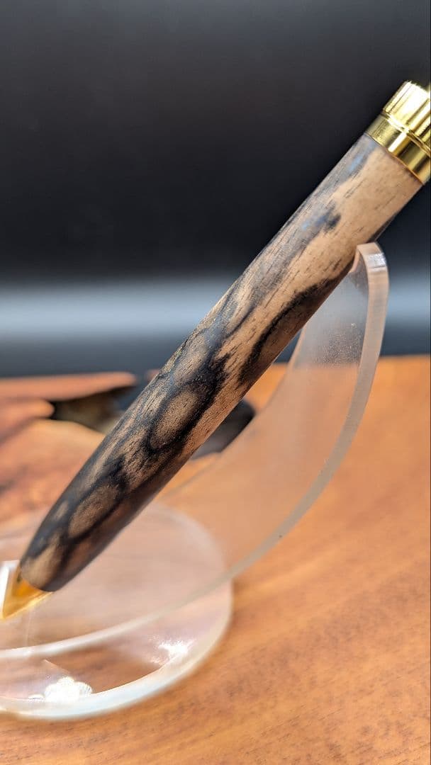 610超極上　黒柿　孔雀杢　木軸シャーペン　ボールペン