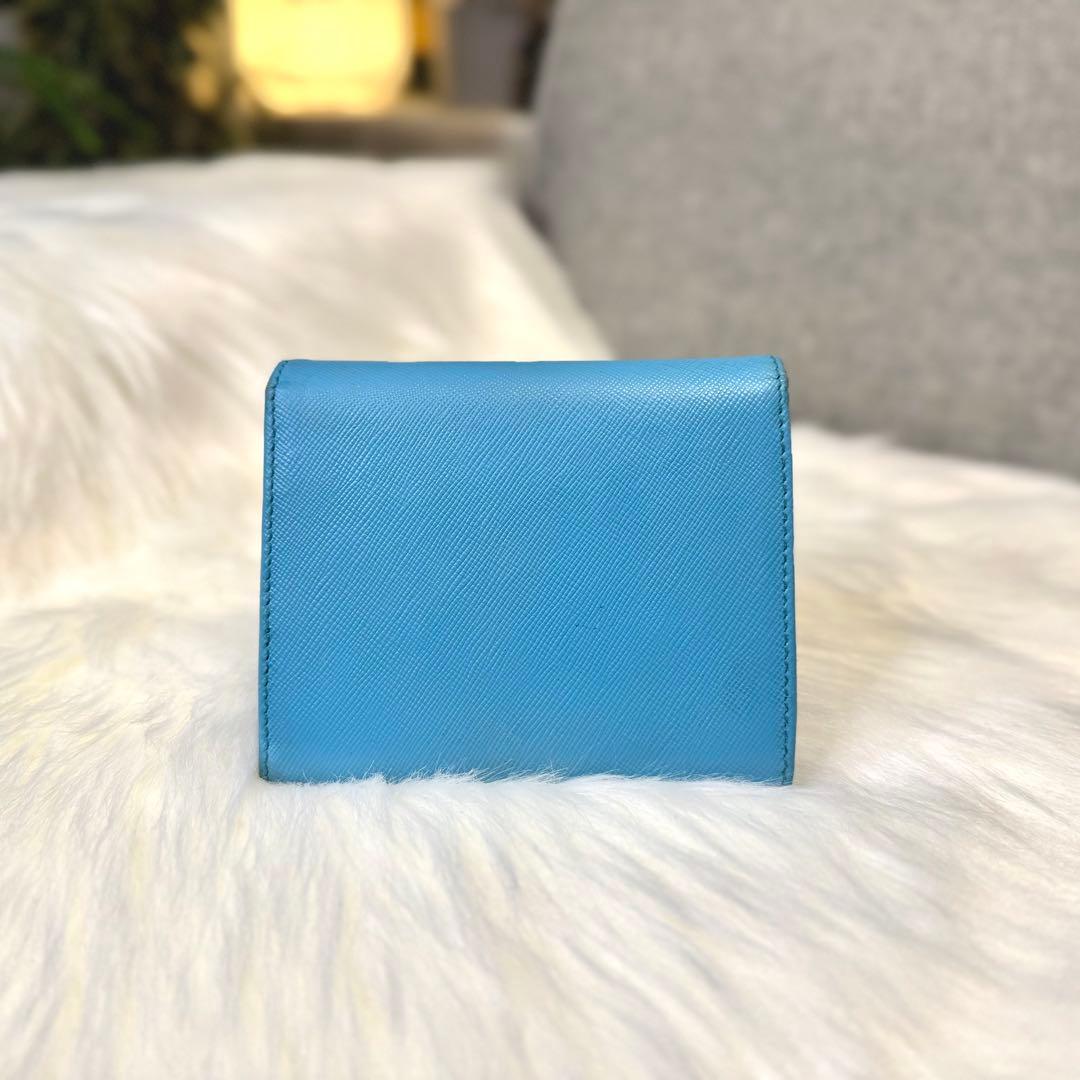PRADA プラダ サフィアーノ 3つ折財布 ターコイズブルー