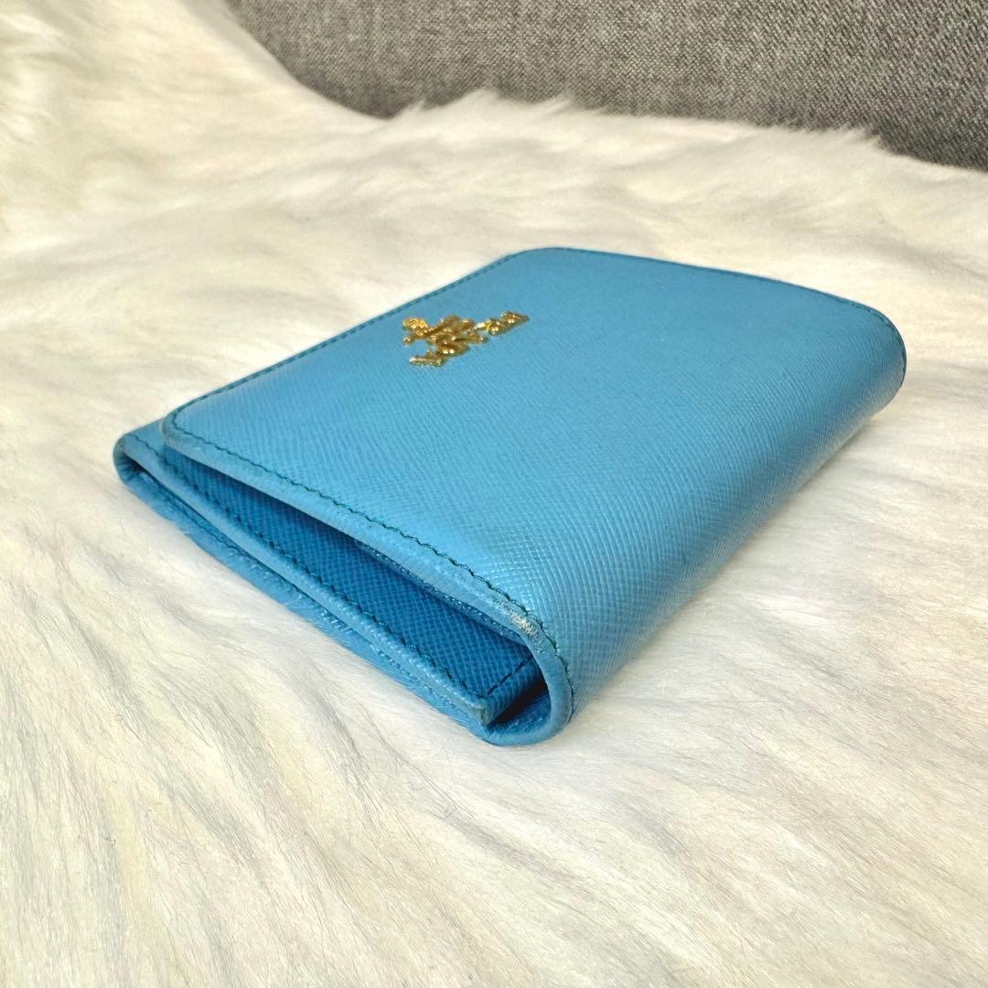 PRADA プラダ サフィアーノ 3つ折財布 ターコイズブルー