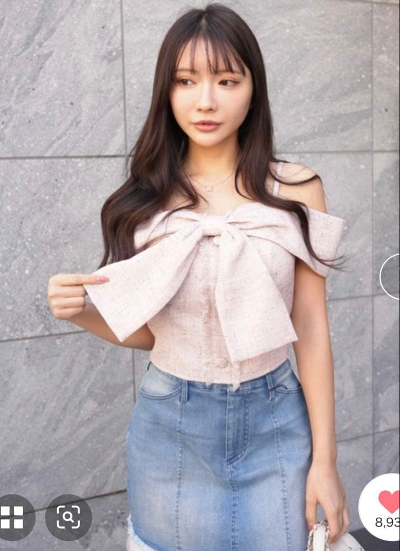 LIP SERVICE/ツイードリボンオフショルトップス♡