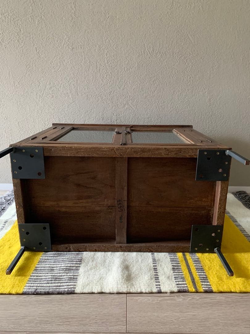 ビンテージ　古家具　リメイク　ショーケース　アイアン脚