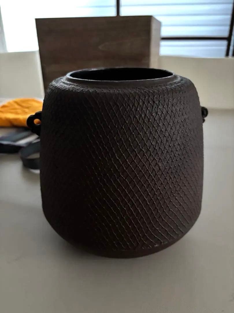 畠春斎氏 茶道具 茶釜 編地文 尻張釜