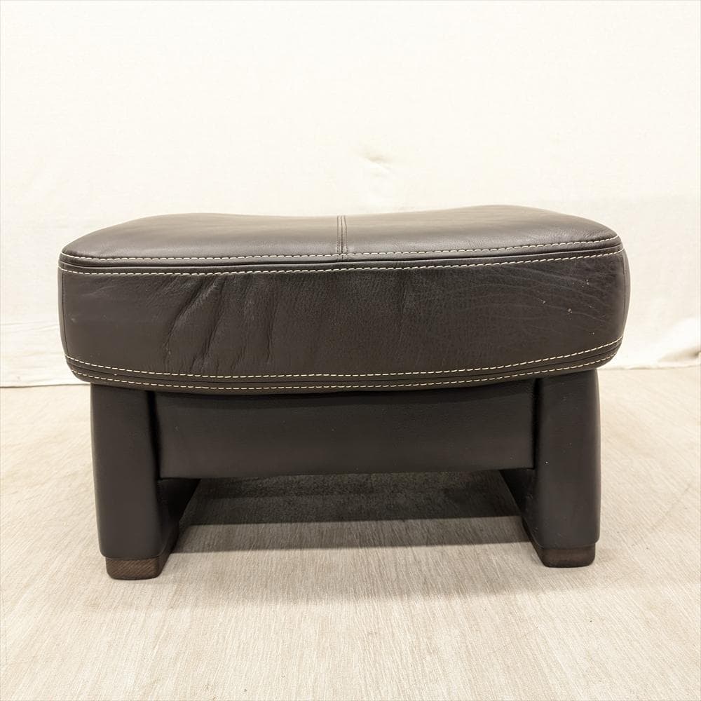 美品　カリモク　本革　オットマン　スツール　腰掛け　一人掛け　1P　足置き