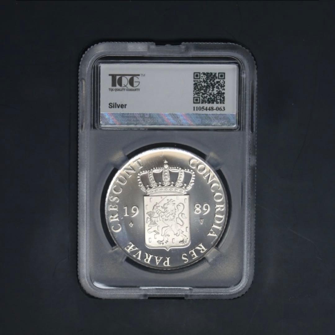 鑑定付 PF67UC 1989年オランダ1ダカット大型銀貨
