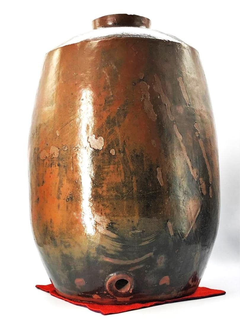 【古薩摩】苗代川焼　薩摩雲助（うんすけ）丸十文』酒樽 一斗樽　　K1023K