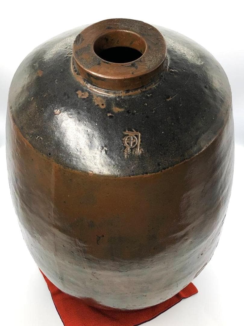 【古薩摩】苗代川焼　薩摩雲助（うんすけ）丸十文』酒樽 一斗樽　　K1023K