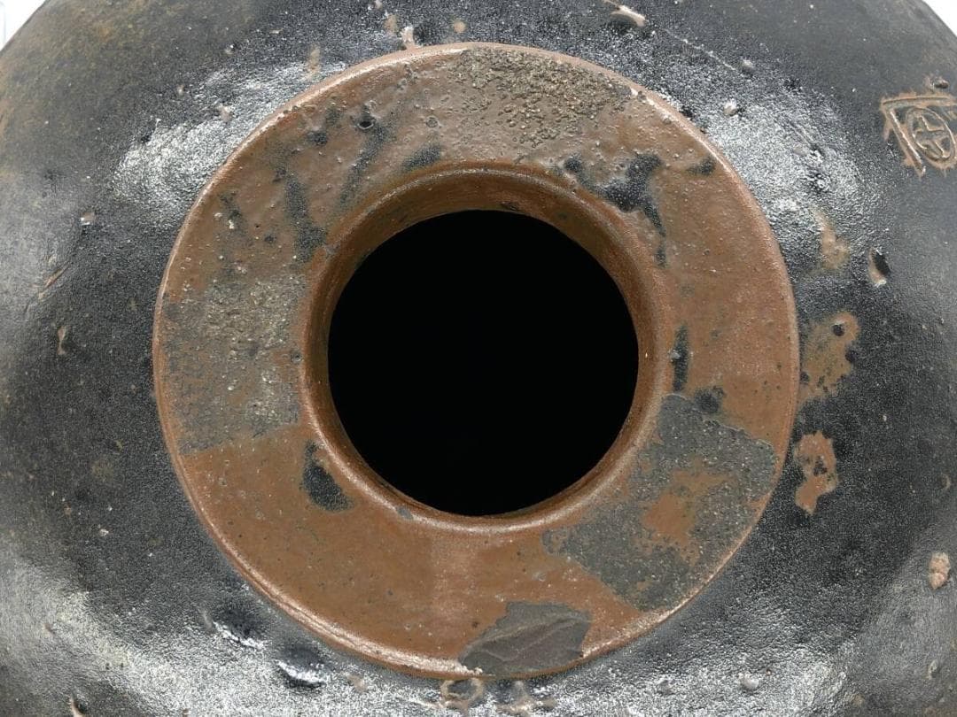 【古薩摩】苗代川焼　薩摩雲助（うんすけ）丸十文』酒樽 一斗樽　　K1023K