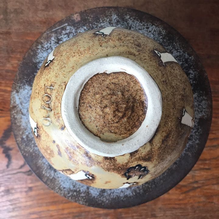 私の作った 抹茶茶碗 唐傘おばけ 妖怪 陶芸 手びねり 手づくね