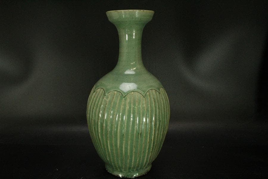 高麗 李朝 青磁 瓶 高30.5cm(ZE558)