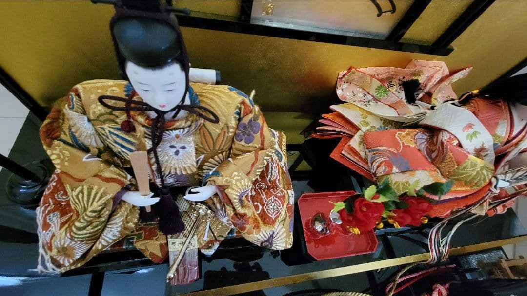 雛人形セット 2体 扇子付き オルゴール付 親王飾