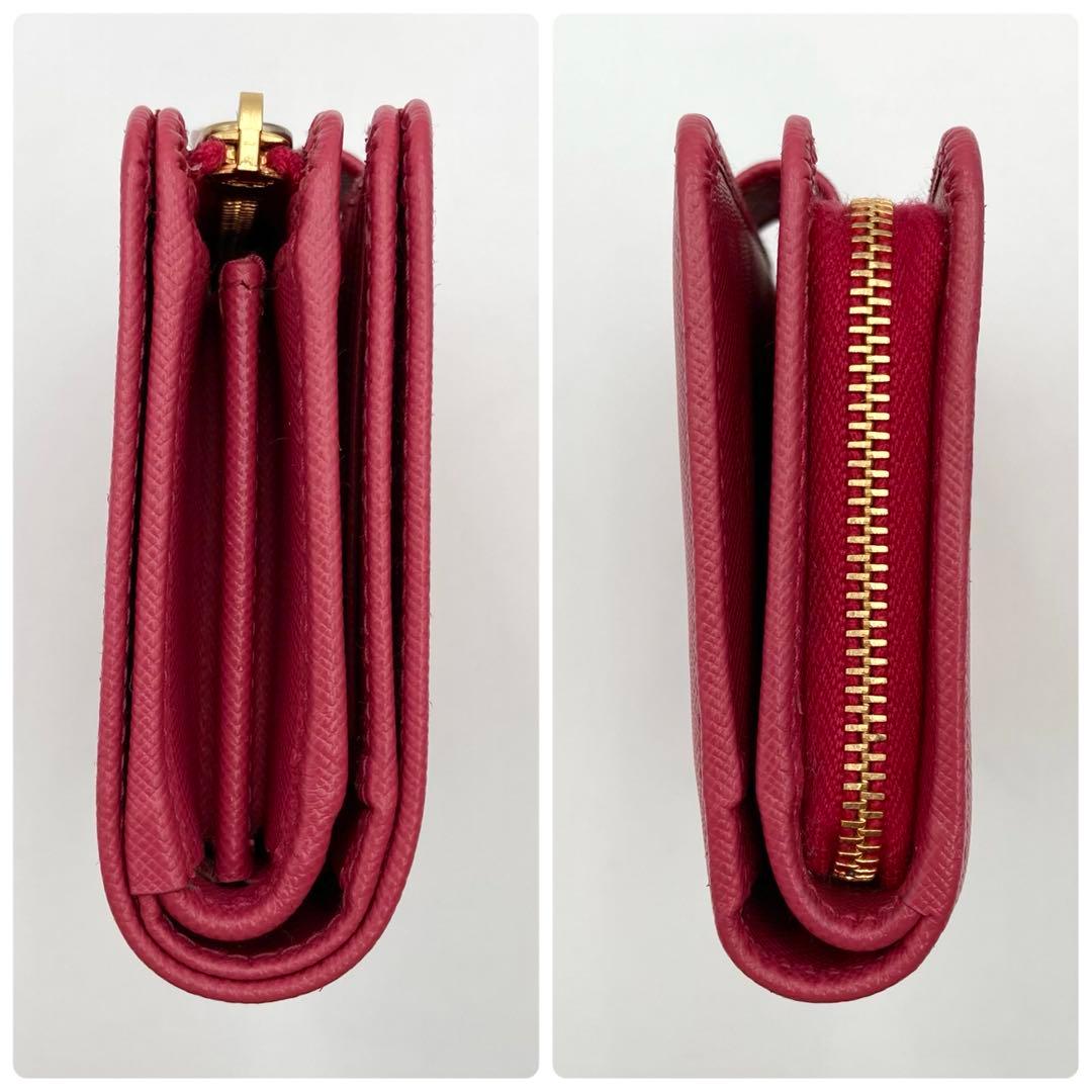 さとみ✨PRADA 1M1225 二つ折り財布 ピンク サフィアーノレザー