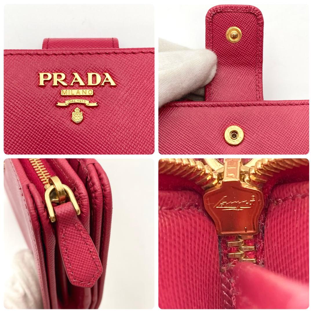 さとみ✨PRADA 1M1225 二つ折り財布 ピンク サフィアーノレザー