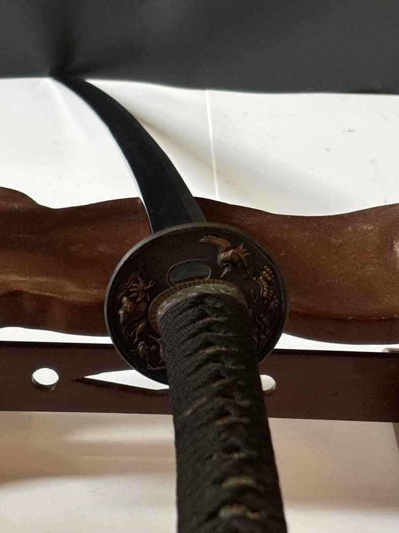 模造刀2本セット 黒地に花の装飾