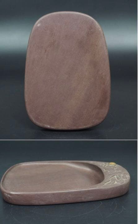 送料無料　未使用　時代物　花鳥彫刻端渓硯　石眼あり　書道具