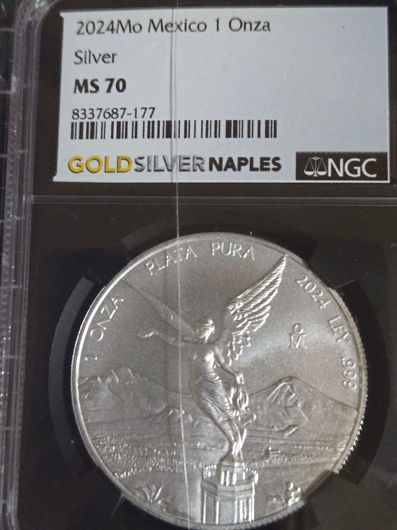 メキシコ 1oz オンザ リベルタ 銀貨 MS70 ケース割れ 発行25000枚