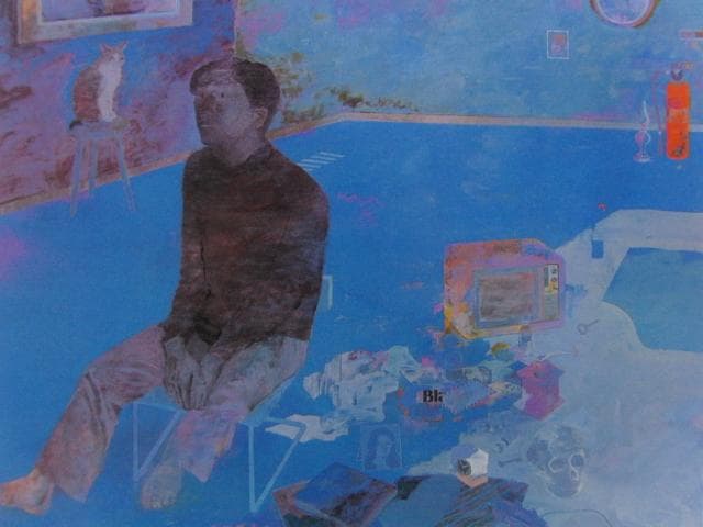 神田一明、放心する人、希少な画集より、新品高級額・額装付