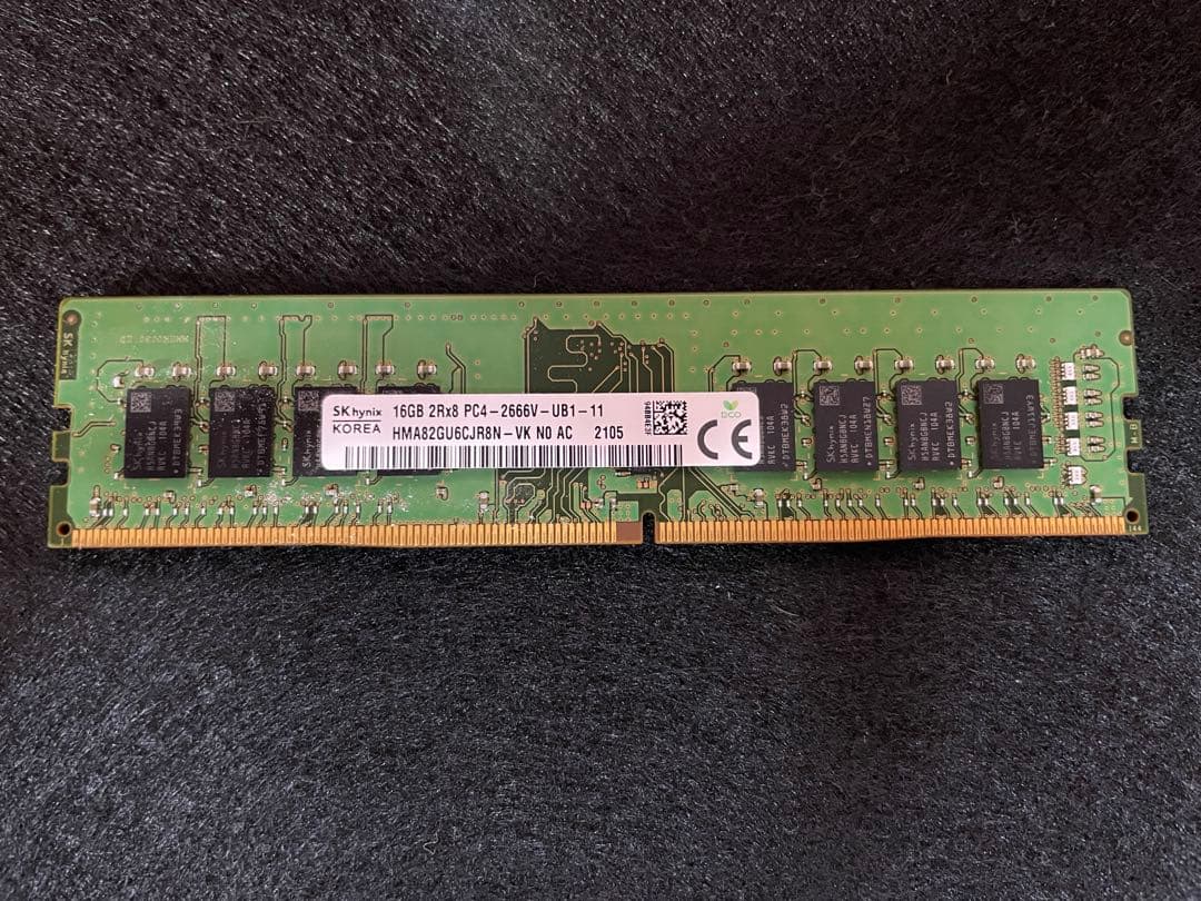 メモリ16GB 1枚 sk hynix 2rx8 pc4-2666vddr4