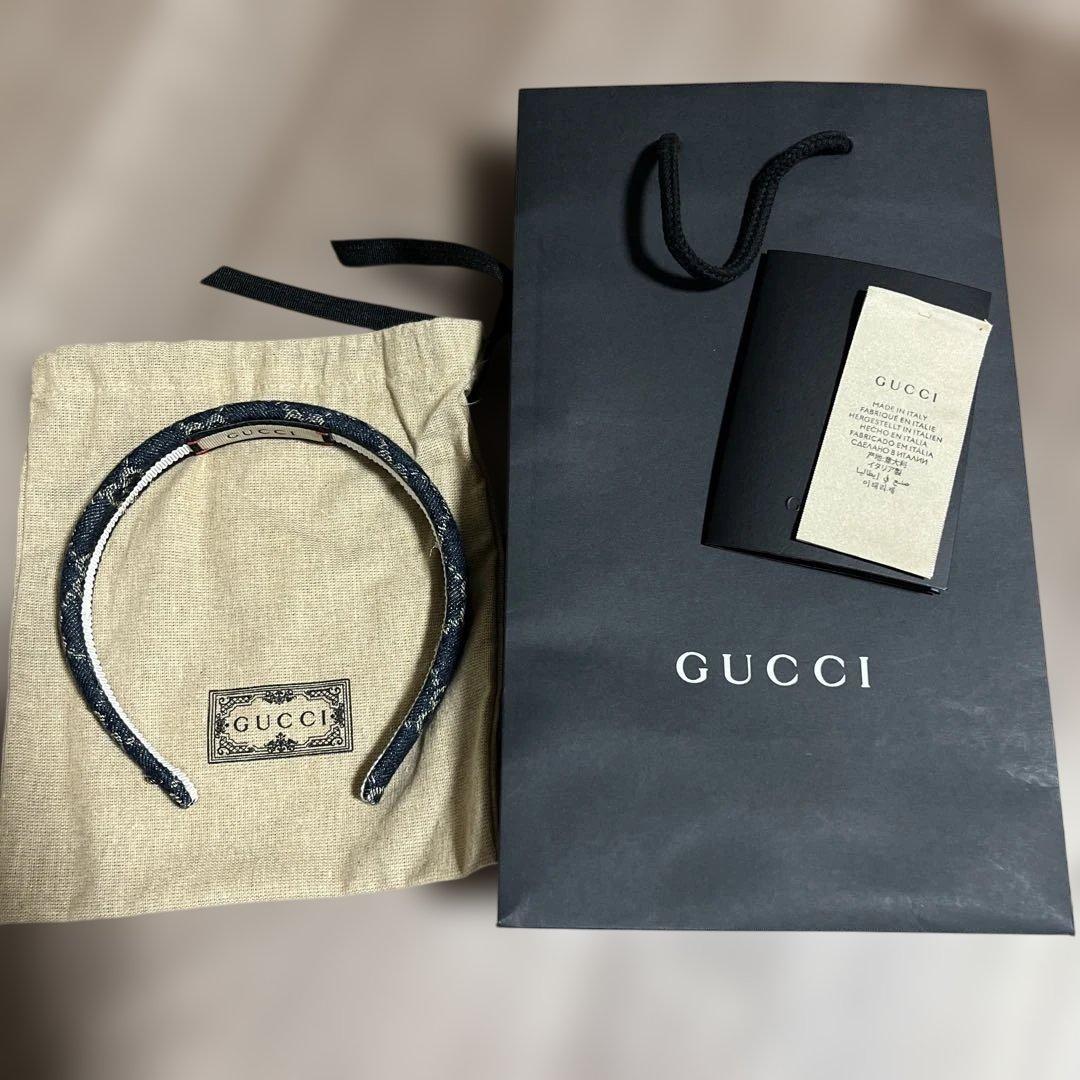 GUCCI❤︎ヘアバンド カチューシャ　ブラックデニム