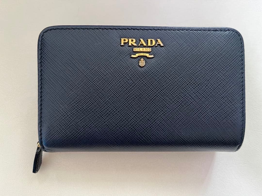 プラダ PRADA サフィアーノ メタル 二つ折り財布 1ML225 ネイビー