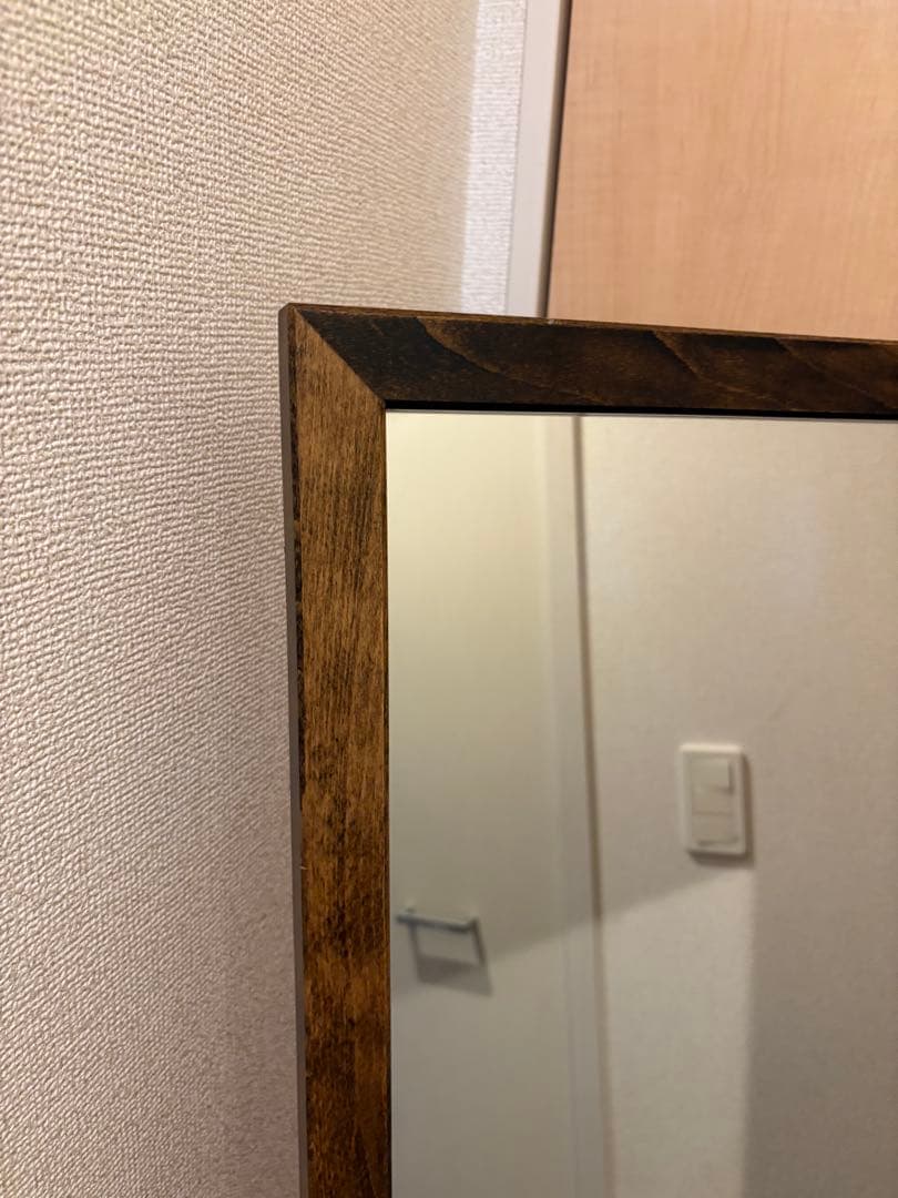 【職人手作り】ヨーロッパブナ製天然木フレーム　スタンドミラー　アンティーク　姿見