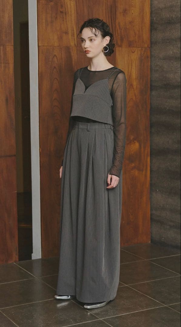 ANDRESD ピンストライプビスチェワイドパンツドレス　Mサイズ