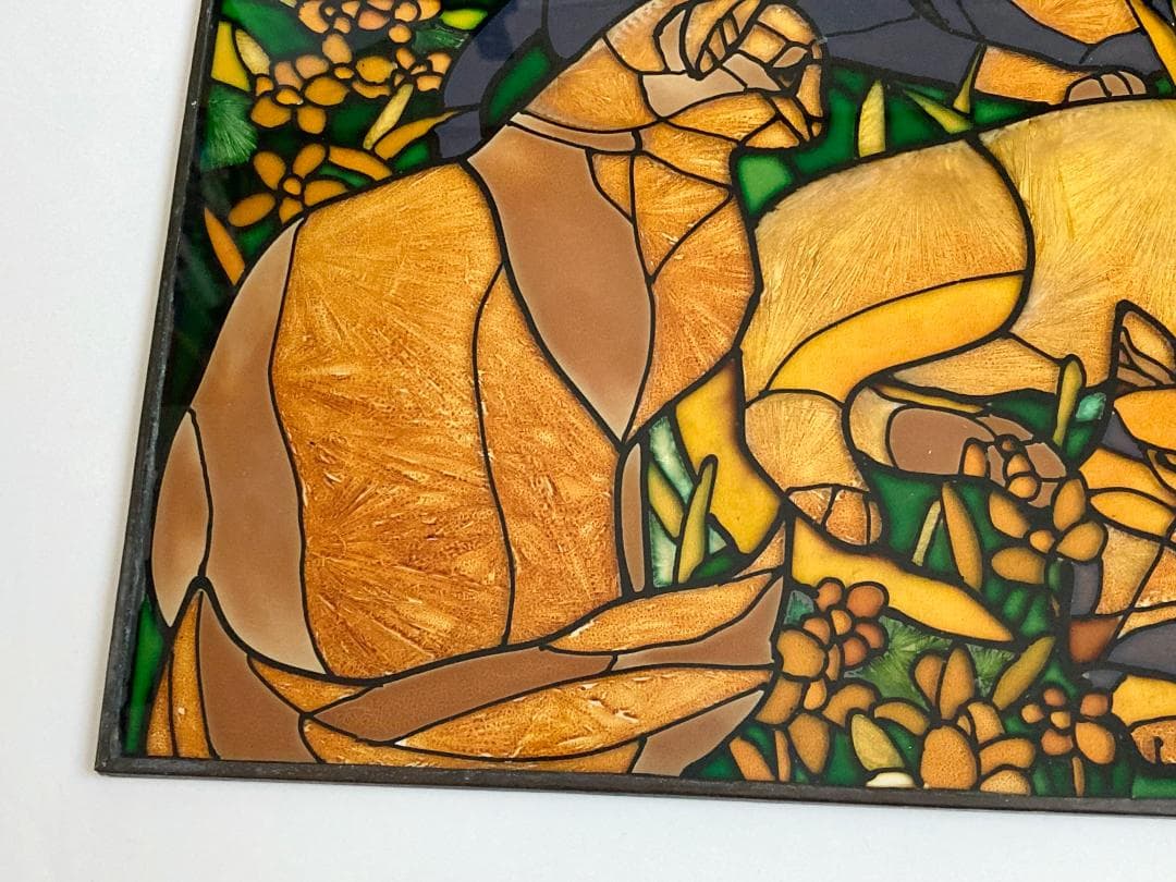 2001年 大判 ティファニー キャット ジョン・ベーカー ステンドグラス 猫