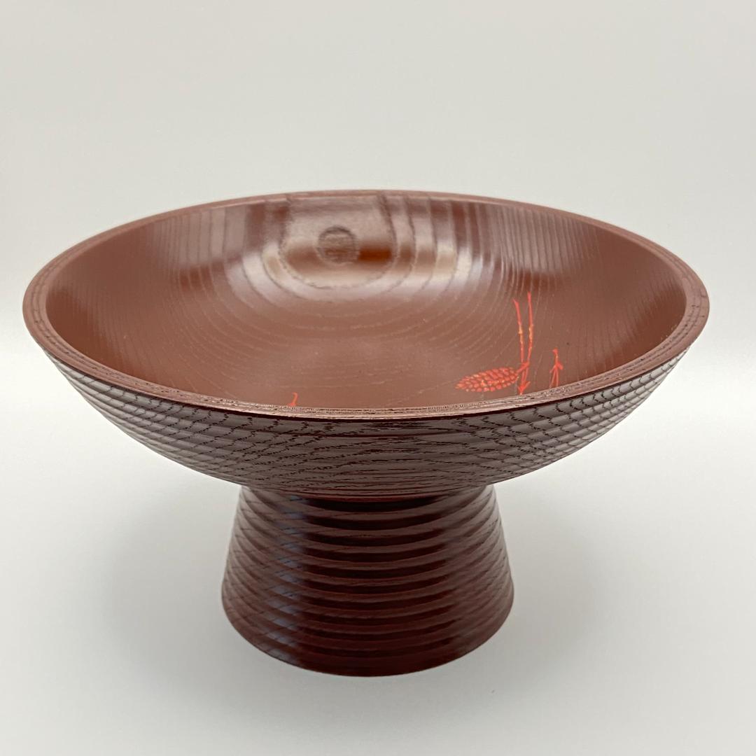 高杯 松葉松の子蒔絵 碌々斎好　吉田華正　共箱入　茶道具　菓子器　漆器