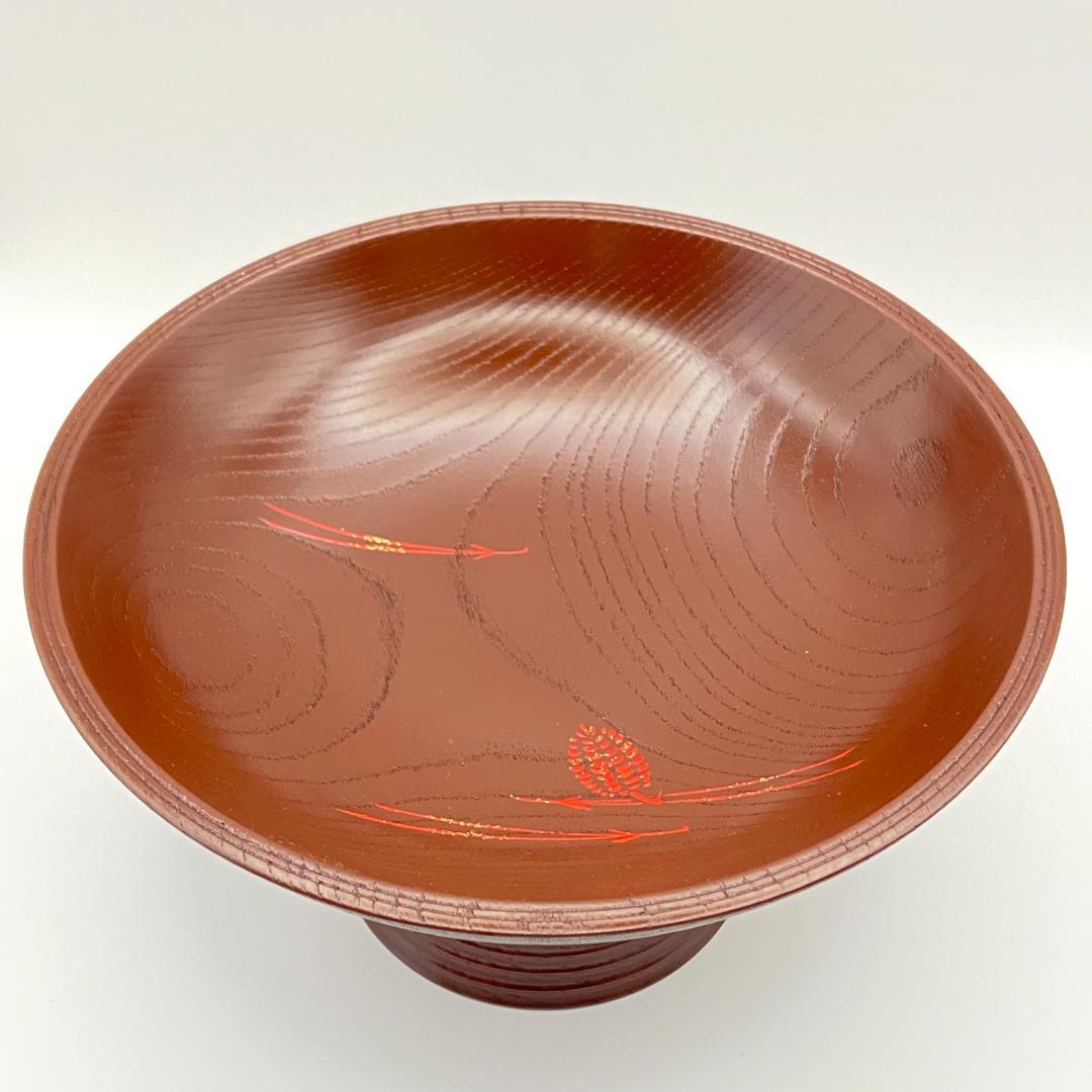 高杯 松葉松の子蒔絵 碌々斎好　吉田華正　共箱入　茶道具　菓子器　漆器