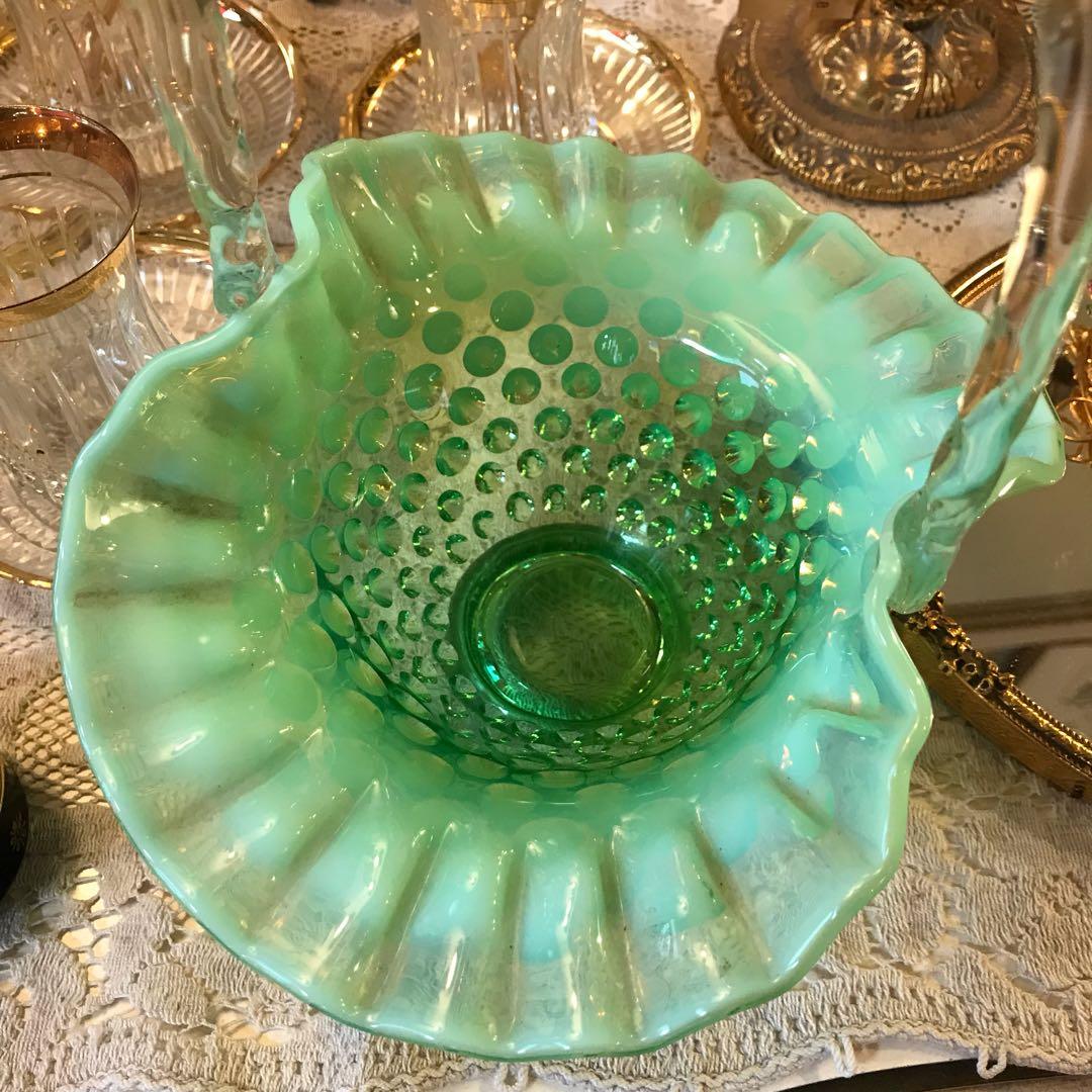 フェントン アンティークantique エメラルドグリーンバスケット アメリカ