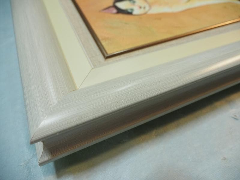 動物像・生物画　油絵　熊谷守一　ねこ　F4　額付き　手描き　肉筆