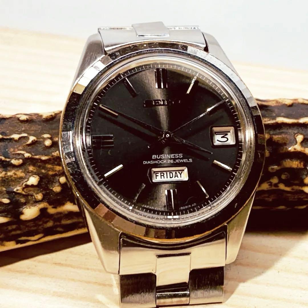 美品希少セイコーマチック1967年オリジナルブラックダイヤル&ステンレスベルト