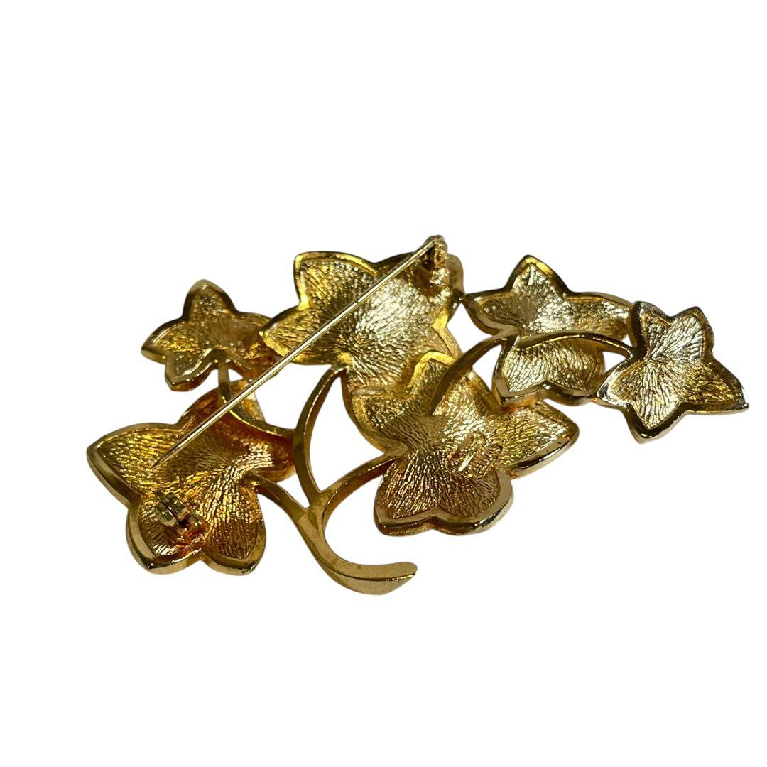 【極希少】ディオール　ヴィンテージ　ドイツ製　ブローチ　リーフ　コサージュ