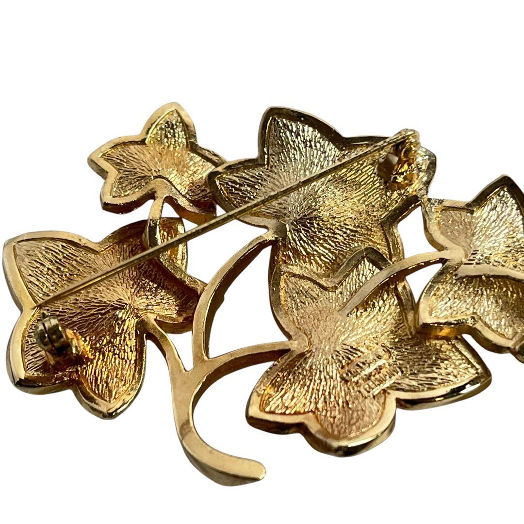 【極希少】ディオール　ヴィンテージ　ドイツ製　ブローチ　リーフ　コサージュ