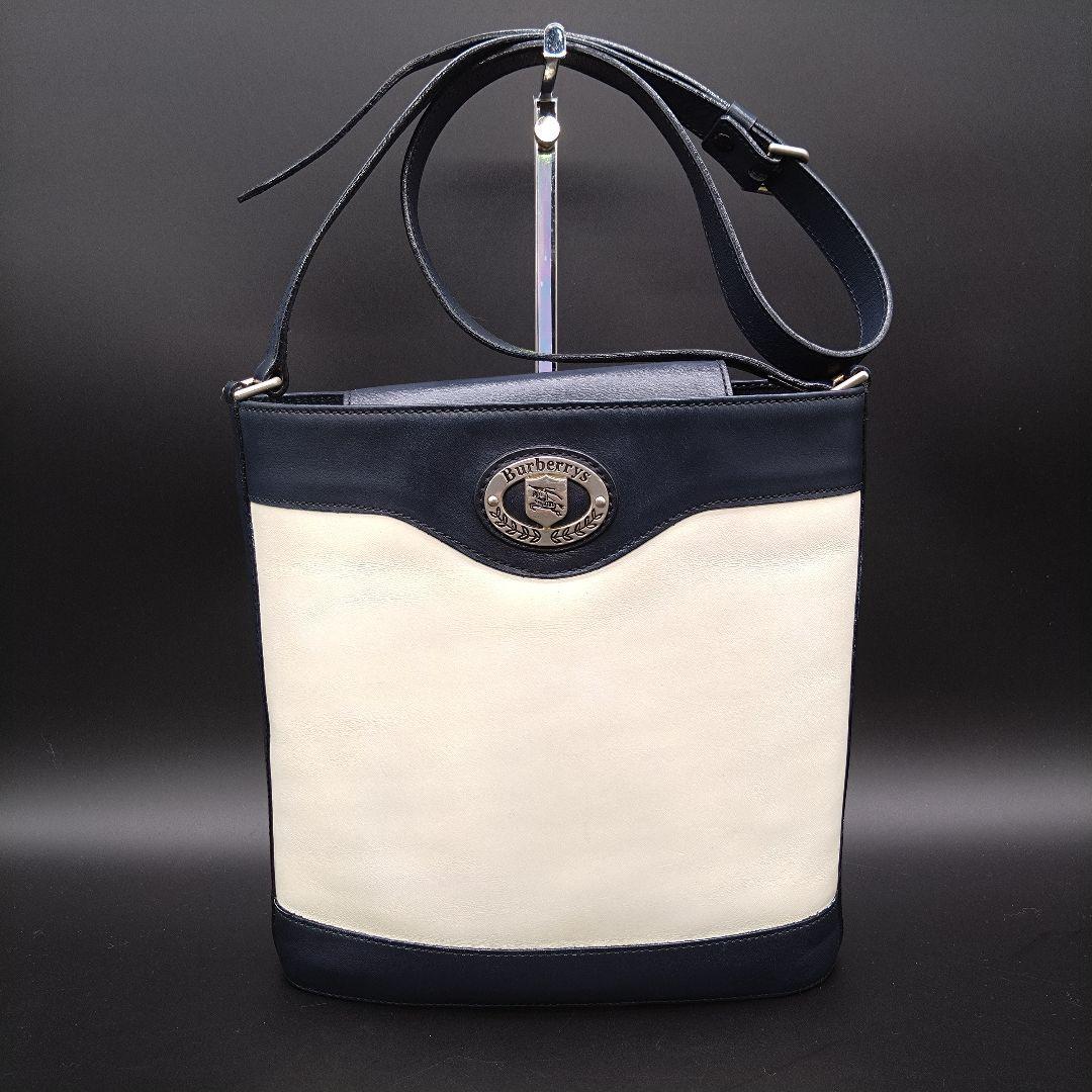 Burberrys ホースロゴ バケツ型 レザー ショルダーバッグ ノバチェック