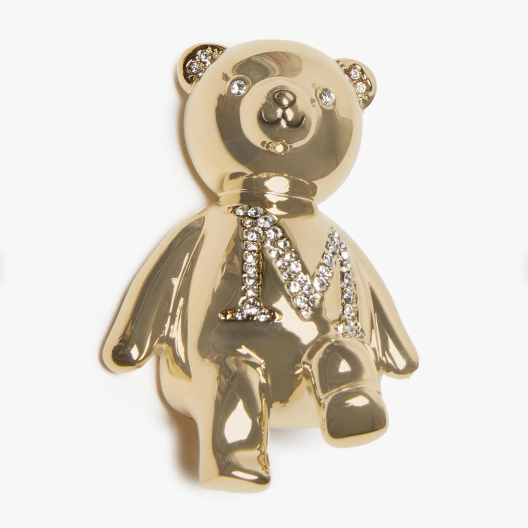 新品 MaxMara SHINYメタルテディブローチ White