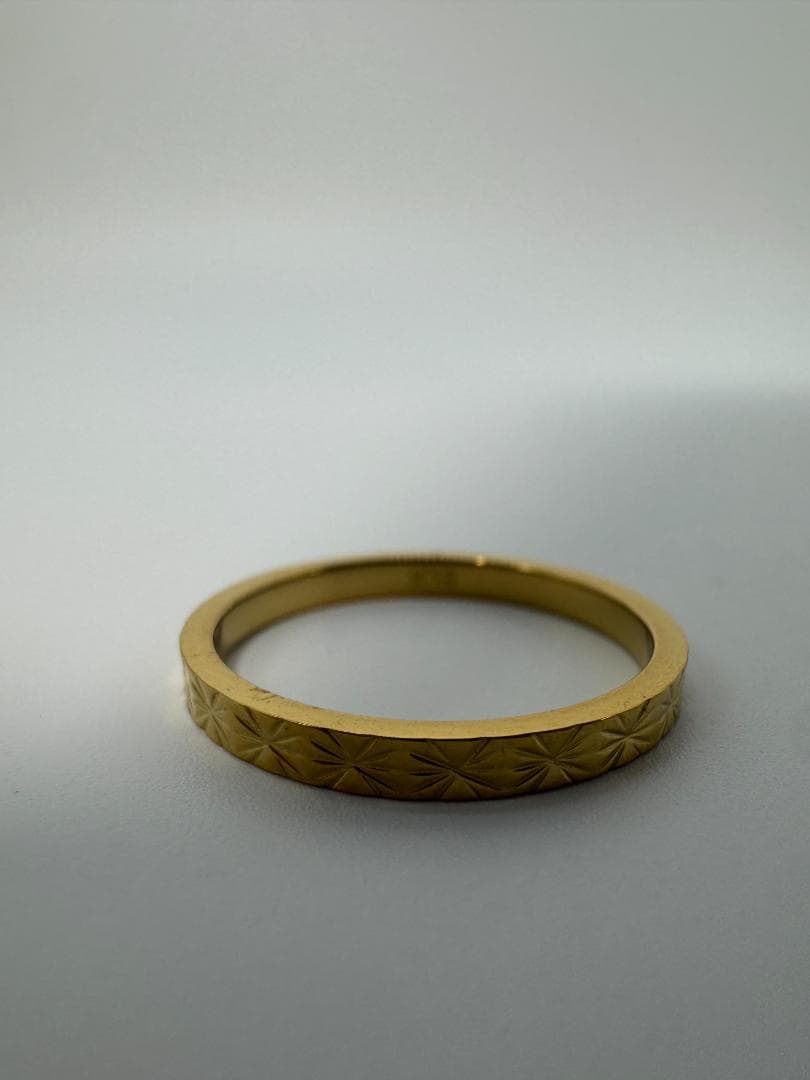 K18ゴールド エンボス加工リング1.08g/11号