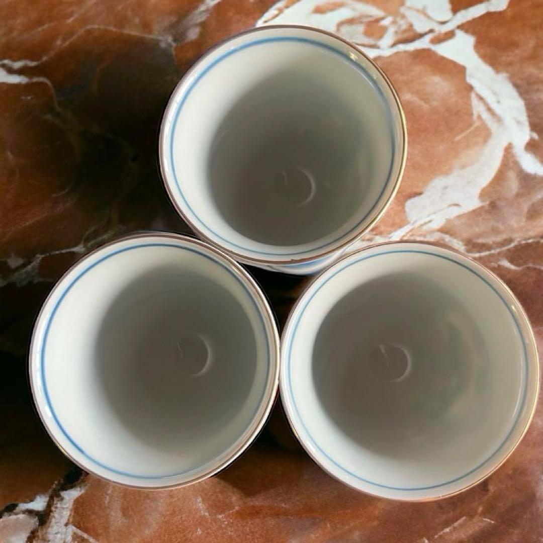 【美品】アンティーク 骨董⭐️古伊万里 猪口 色絵付け／3客 カラフル 花