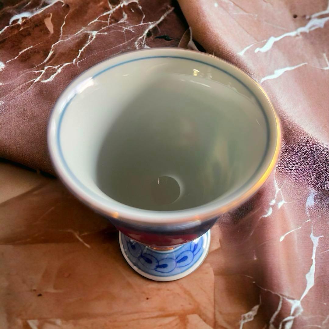 【美品】アンティーク 骨董⭐️古伊万里 猪口 色絵付け／3客 カラフル 花