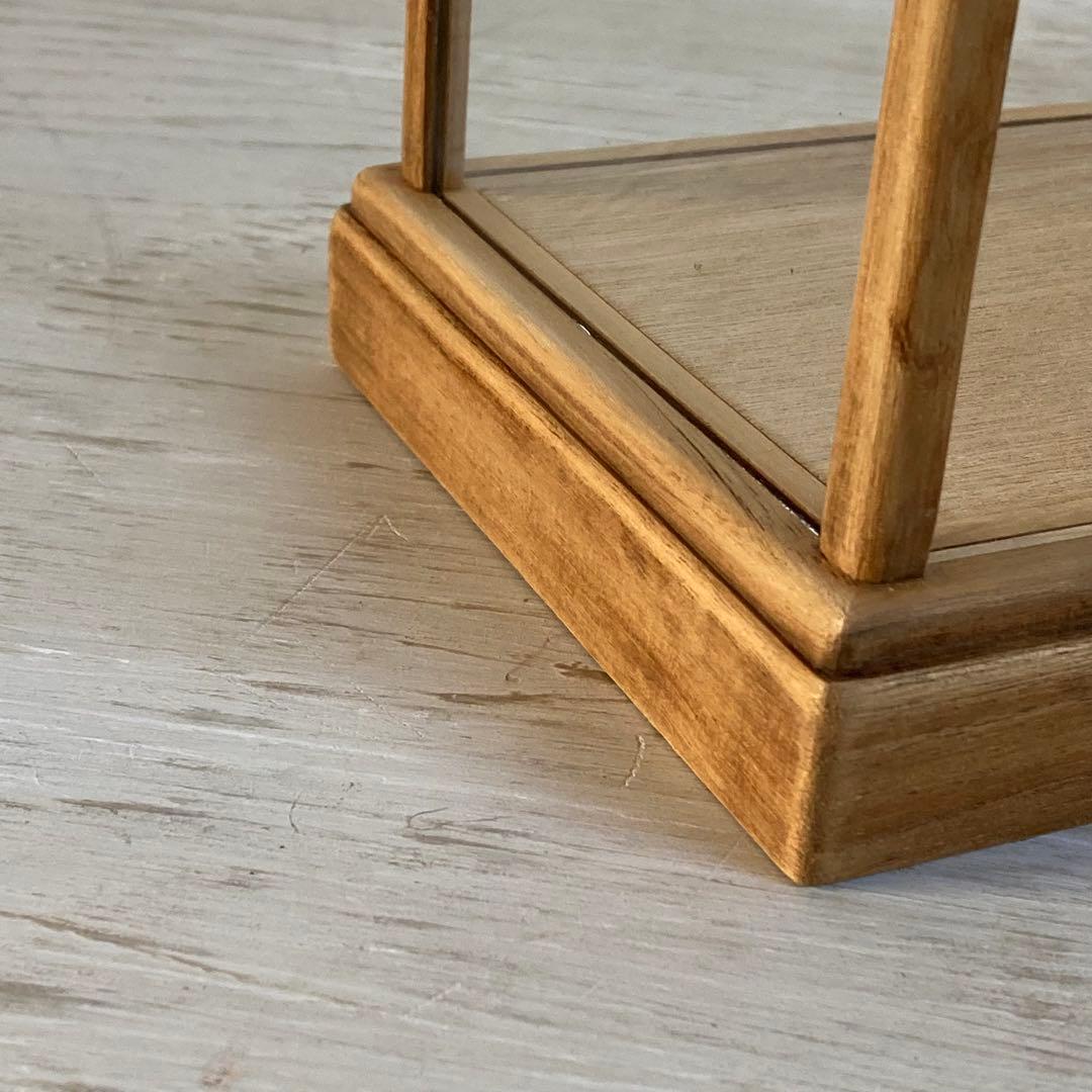 古い木製 小振り ガラスケース 卓上ショーケース 小物入れ 扉なし