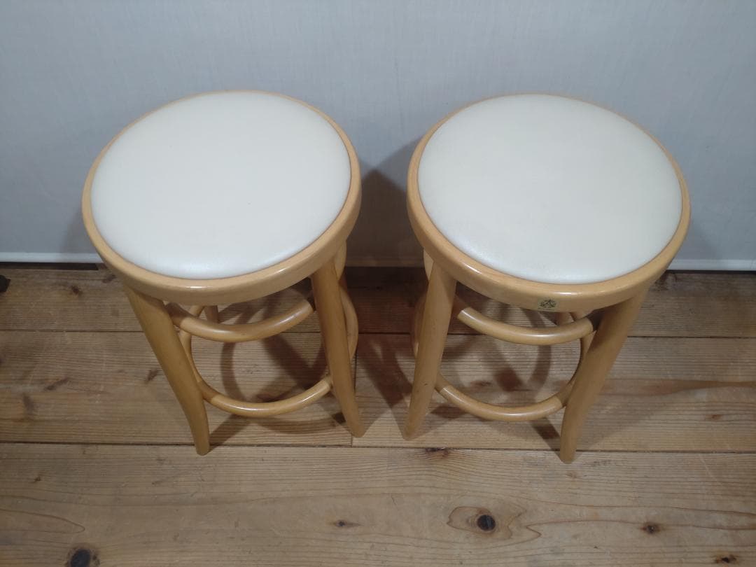 秋田木工　曲木スツール　ブナ材　カウンターチェア　高さ51㎝　2脚セット