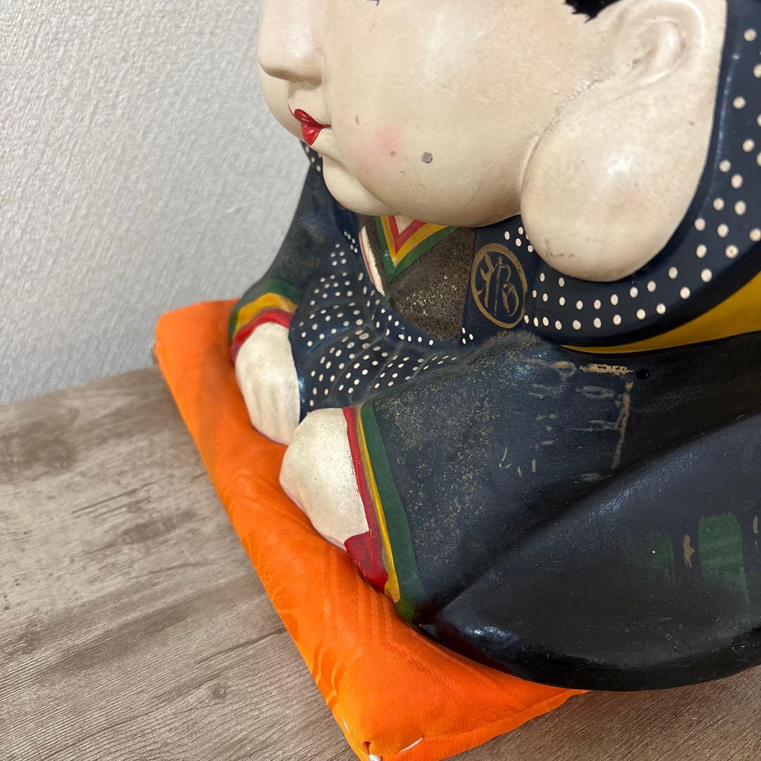 時代福助人形　縁起　手描き　招福置物　珍品〈検 招き猫　こけし　七福神　常滑焼