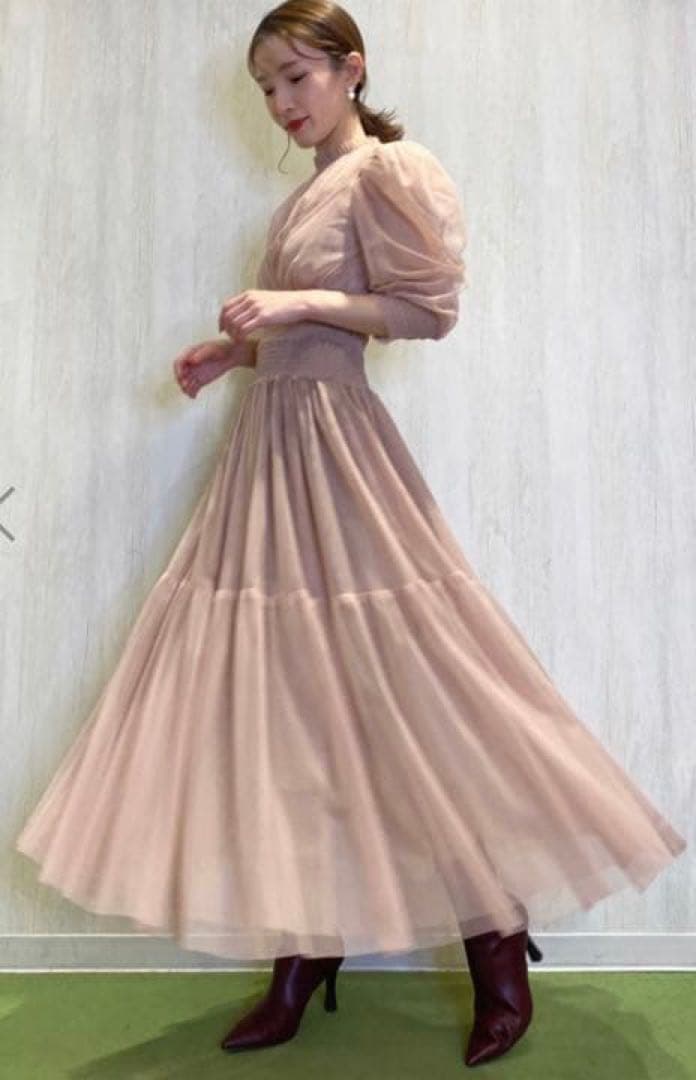 SNIDEL Sustainableチュールボリュームドレス