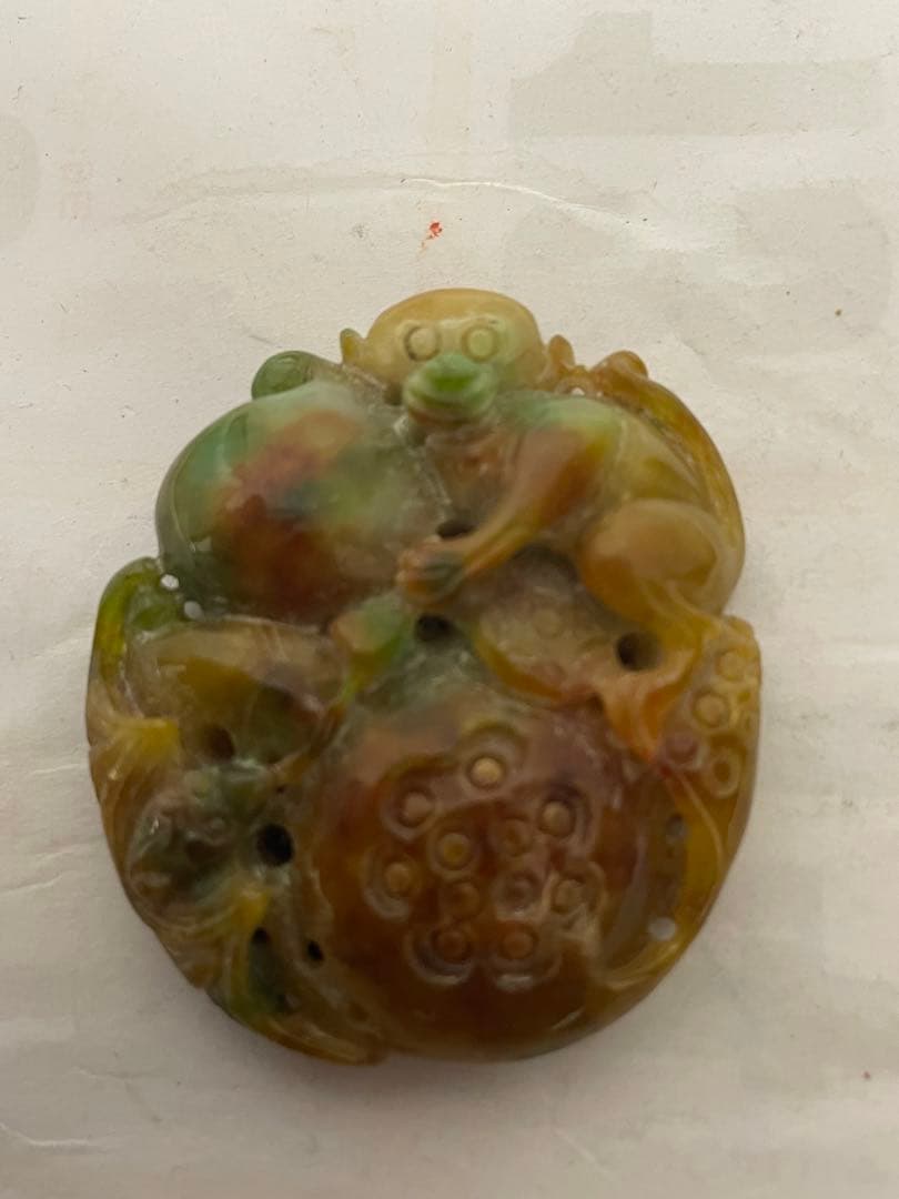 中国美術　玉石翡翠彫刻　猿