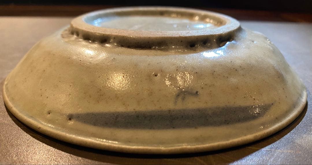 中国汕頭・スワトウ染付絵皿　鑑賞台付 ・ヴィンテージ　レア ・台湾茶器