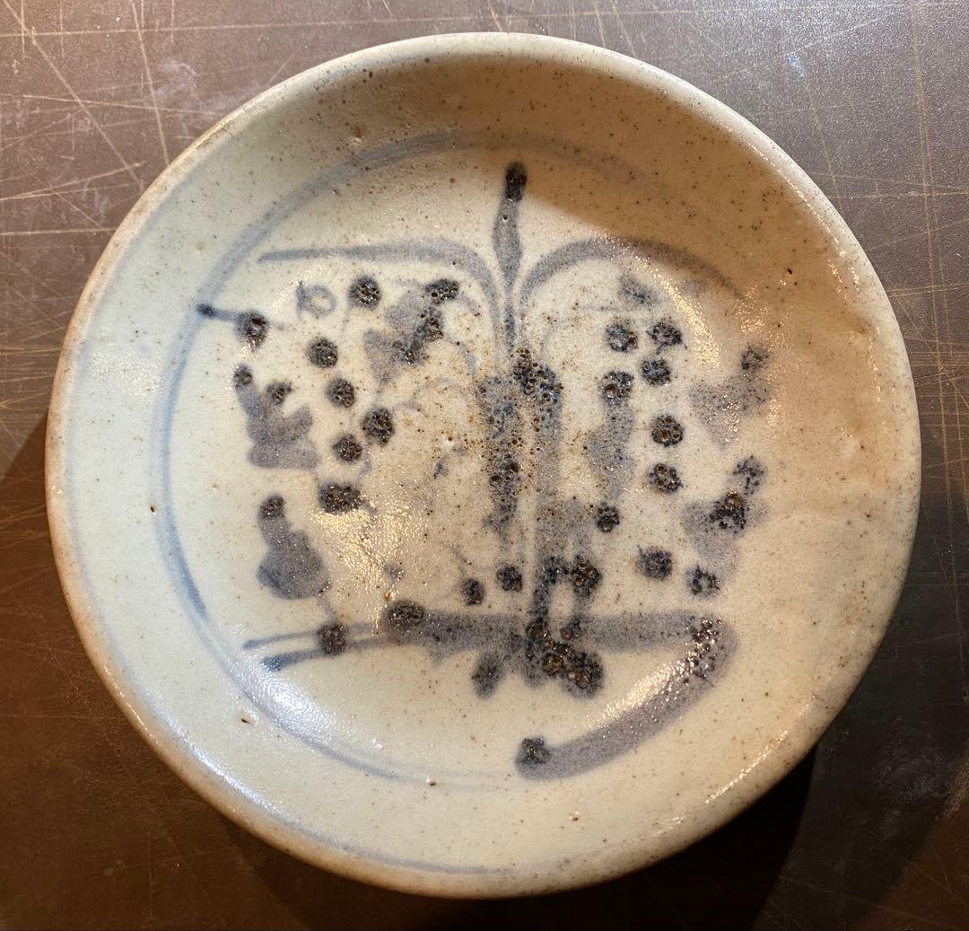 中国汕頭・スワトウ染付絵皿　鑑賞台付 ・ヴィンテージ　レア ・台湾茶器