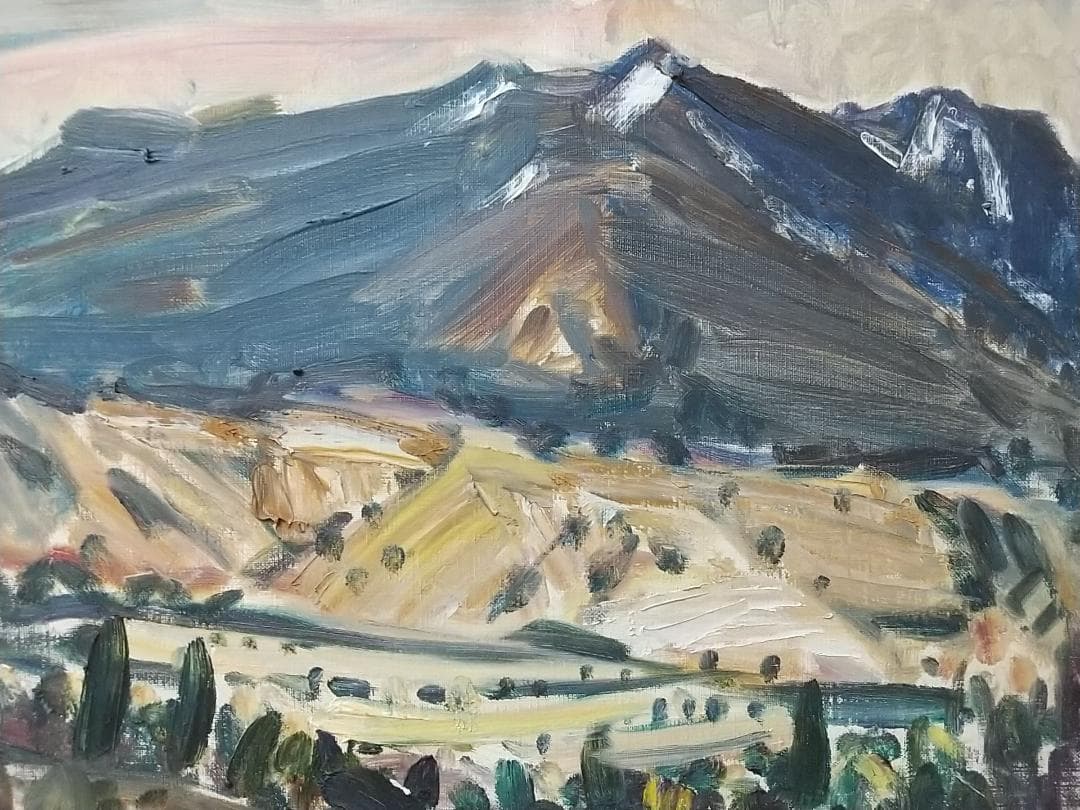 油絵「仙石原」'68 F6 油彩画 絵画 風景画 アート 箱根