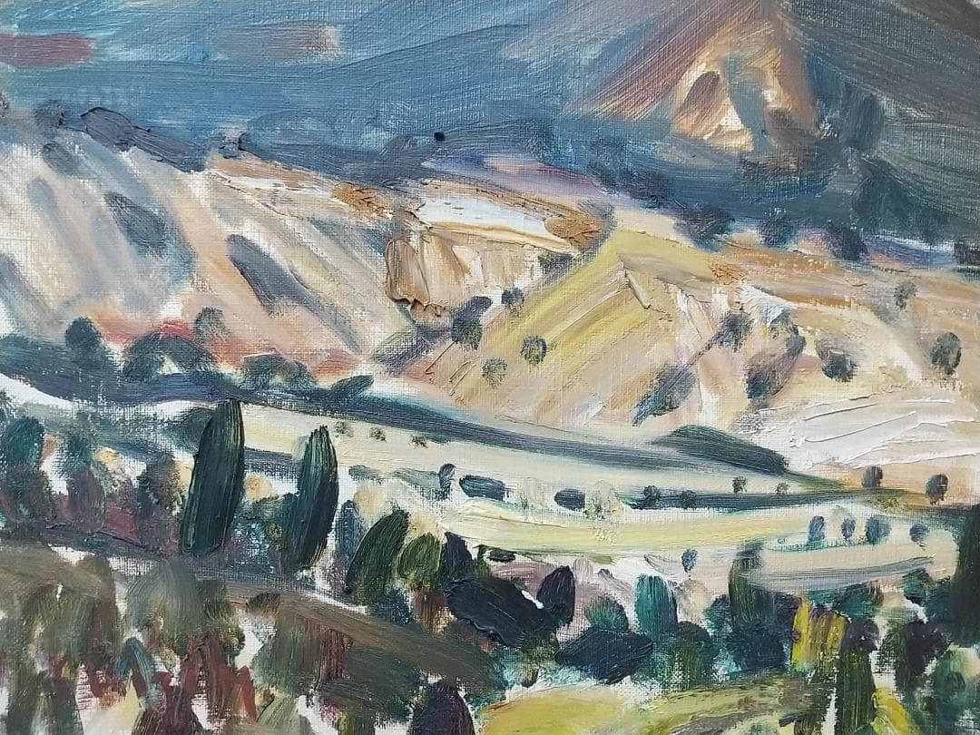 油絵「仙石原」'68 F6 油彩画 絵画 風景画 アート 箱根