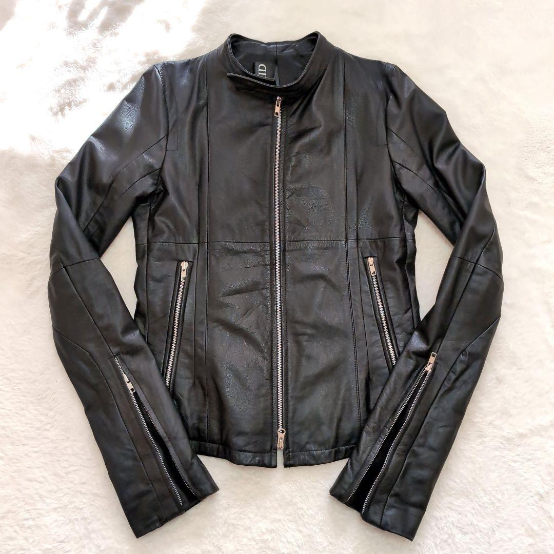 ✧美品【iDbyLAID】羊革シングルライダースL 黒　ラムレザー