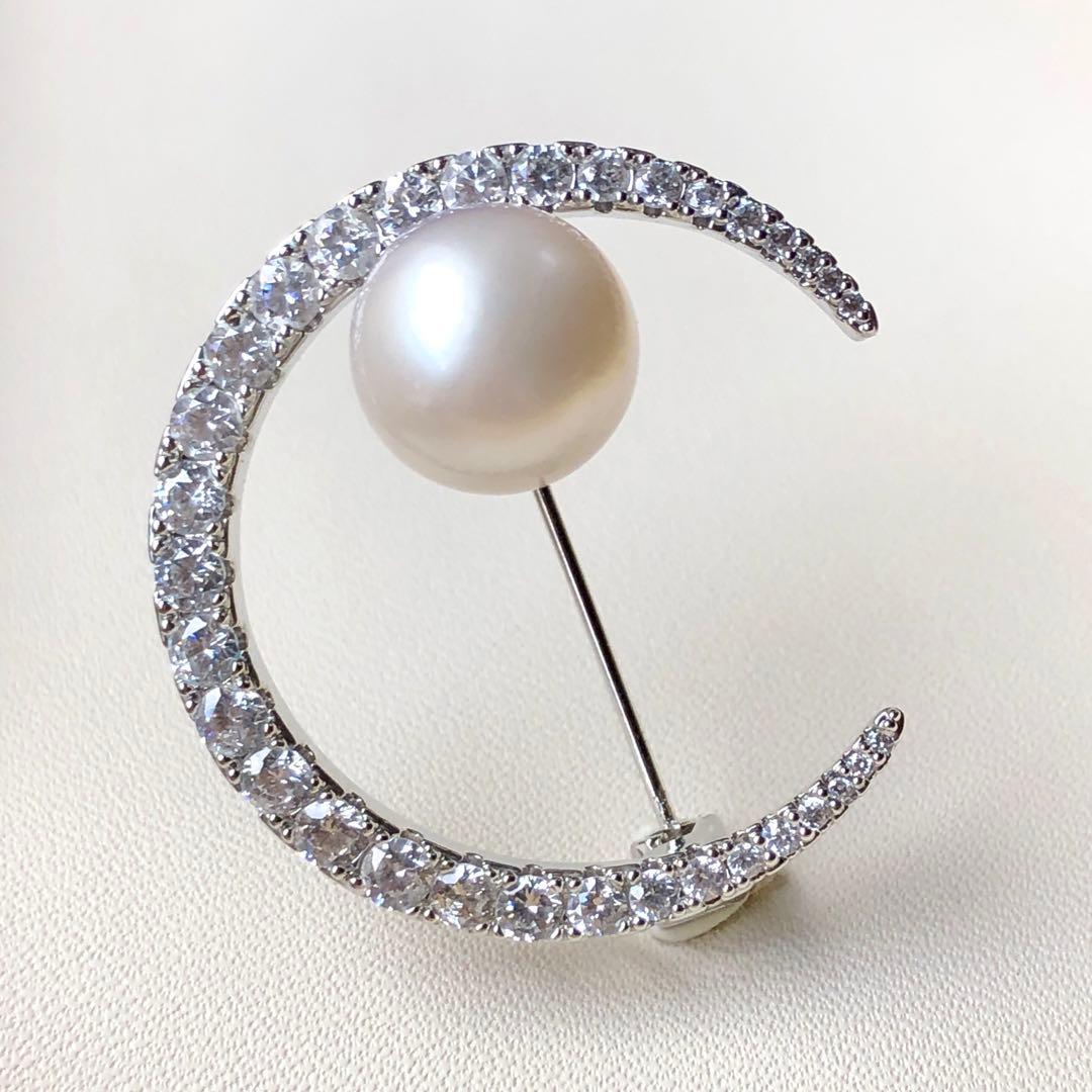 Aman様まとめ専用南洋白蝶真珠クリーム10.6㍉「三日月」ブローチBEN798
